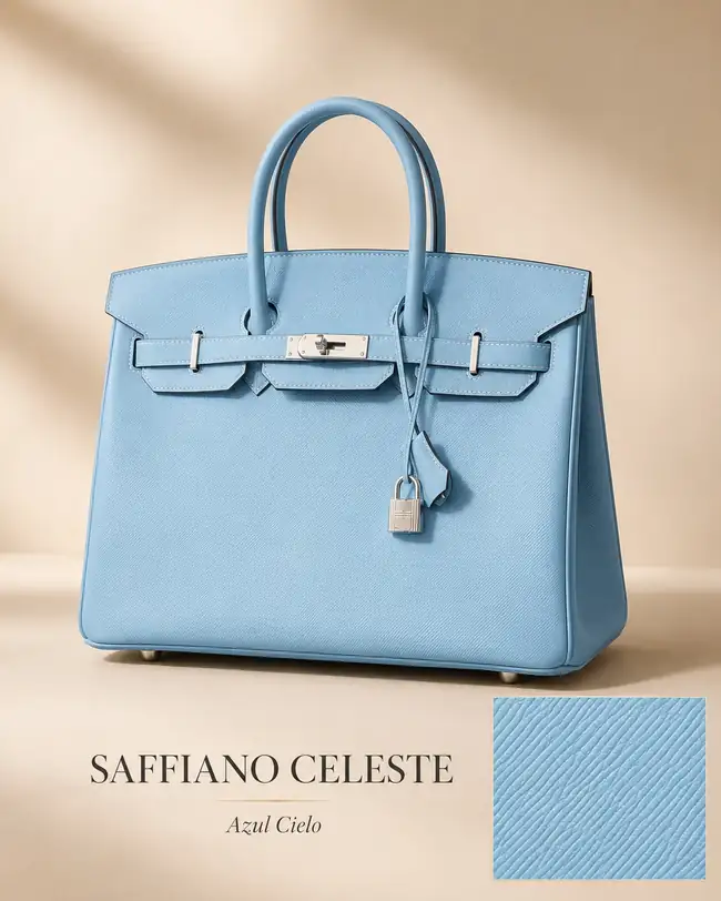 Saffiano celeste handbag